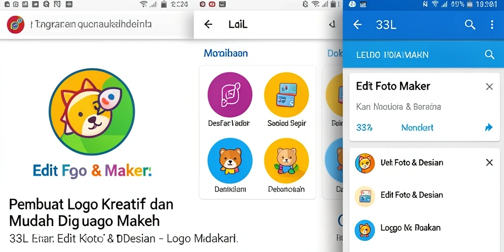 Tampilan antarmuka aplikasi 33L yang user-friendly untuk desain logo.