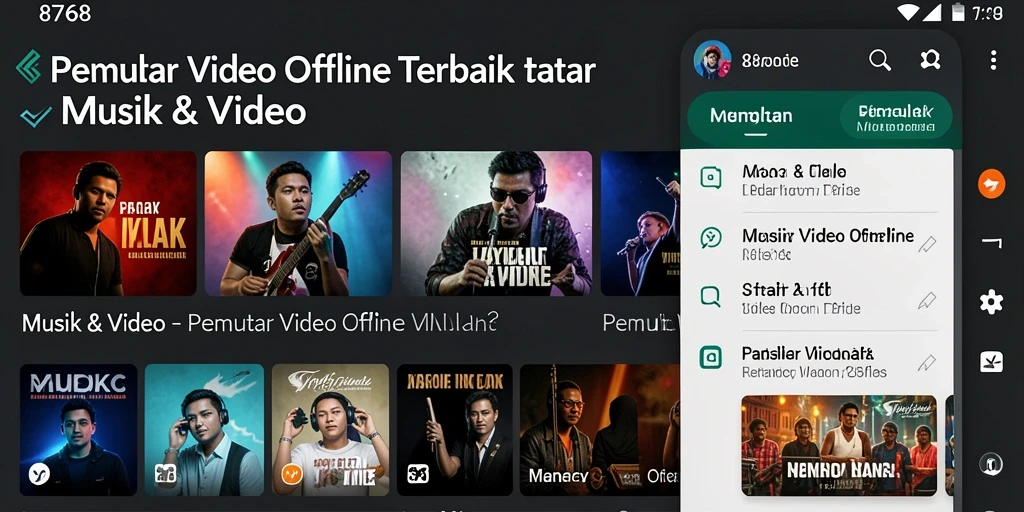 Tampilan antarmuka Pemutar Video Offline 8768 yang menarik dan ramah pengguna.
