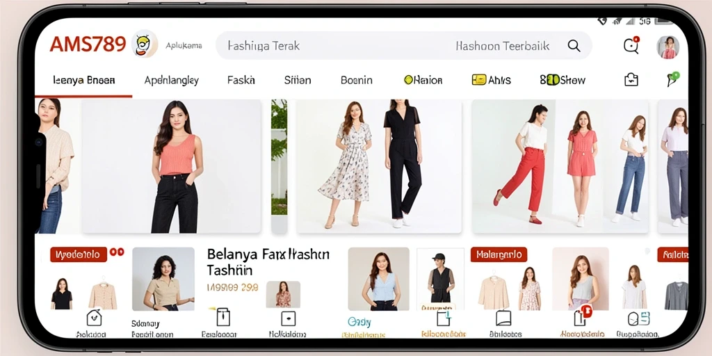 Tampilan modern dan fungsional dari aplikasi Fashion AMS789.