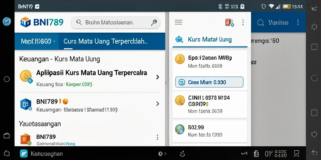 Antarmuka BNI789 yang sederhana dan informatif untuk kurs mata uang.