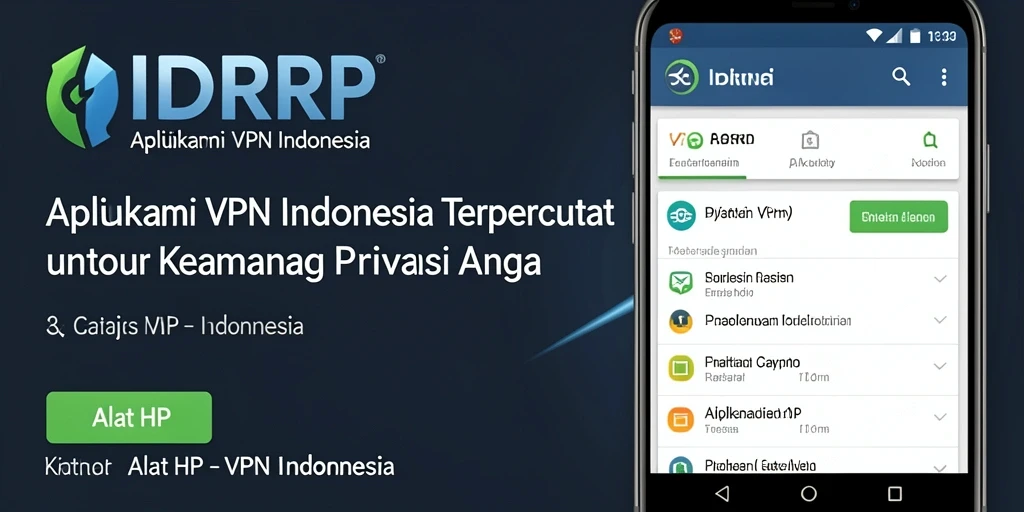 Antarmuka aplikasi IDRRP dengan berbagai fitur VPN.