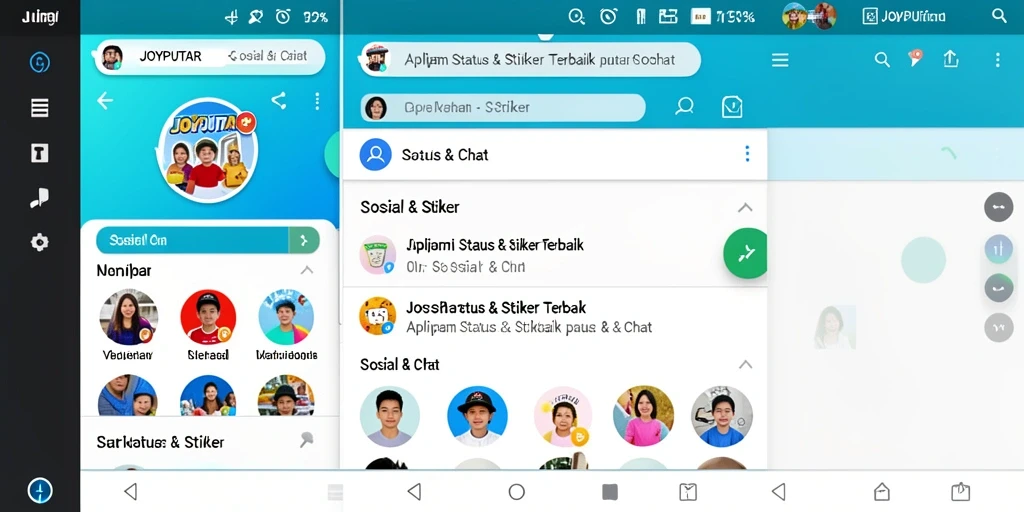 Tampilan antarmuka JOYPUTAR dengan berbagai stiker.