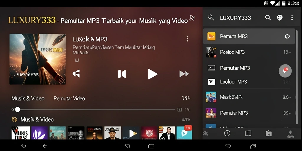 Tampilan antarmuka LUXURY333 dengan fitur Pemutar MP3 yang intuitif.