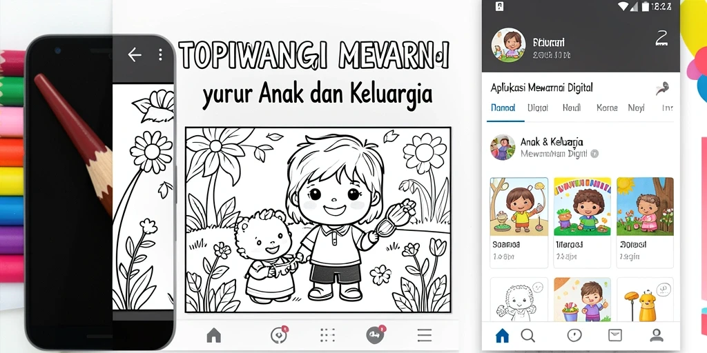 Antarmuka mewarnai digital yang cerah dan ramah anak.