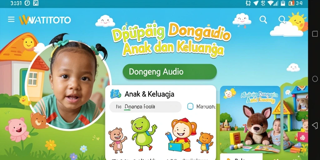 Antarmuka aplikasi WATITOTO yang ramah anak dan menarik.